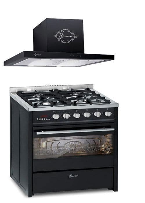 GURARI Gaskök med elektrisk ugn 60 L och kolfilterfläkt 60 cm, 1000m³/h GCH E 610 BL +GCh 462 BL 6 Prime