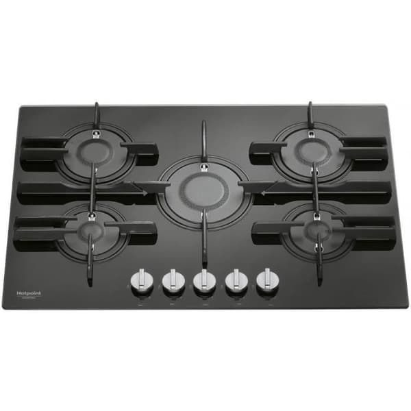 Hotpoint FTGHG 751 D-HA(BK), Inbyggd, Gasspis, Svart, Gjutjärn, Metan, Roterande
