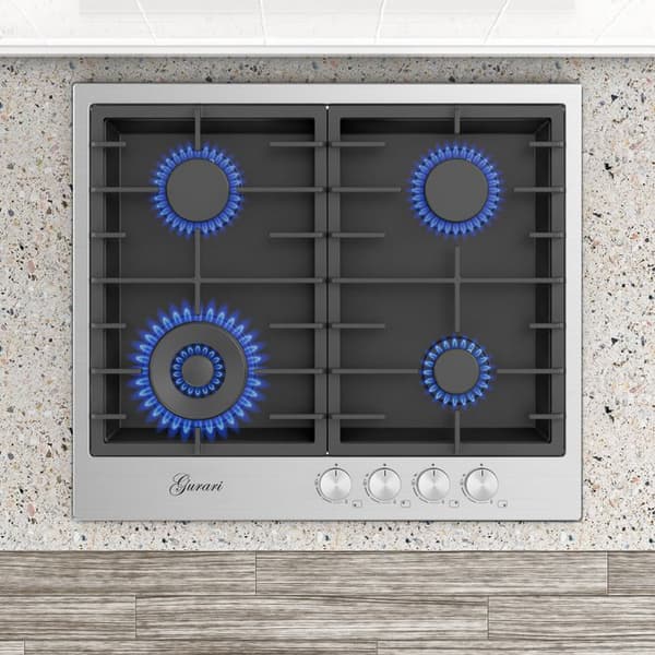 Gurari TX 604 VTGL Gasoljekök 60 cm - Rostfritt stål/Svart 4 brännare, 4,0 kW Wok, självförsörjande