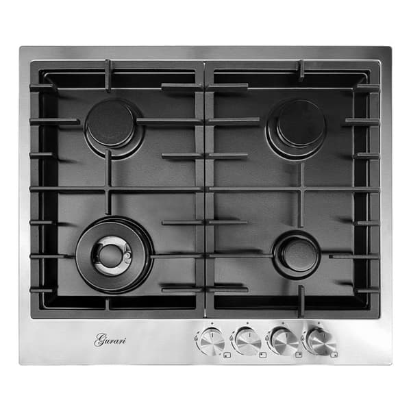 Gurari TX 604 VTGL Gasoljekök 60 cm - Rostfritt stål/Svart 4 brännare, 4,0 kW Wok, självförsörjande