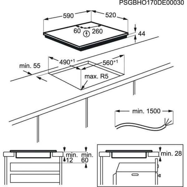AEG IKE63471FB induktionshäll - Svart - 3200 W - Rektangulär - 22 cm