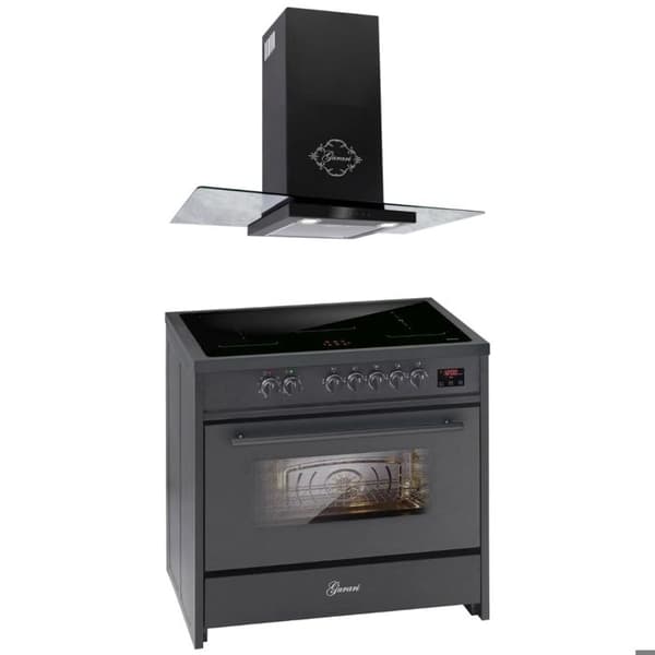 GURARI Induktionsspis E 913 BL, Ugnsuteringsapparat 90 cm/121L + köksfläkt 90 cm