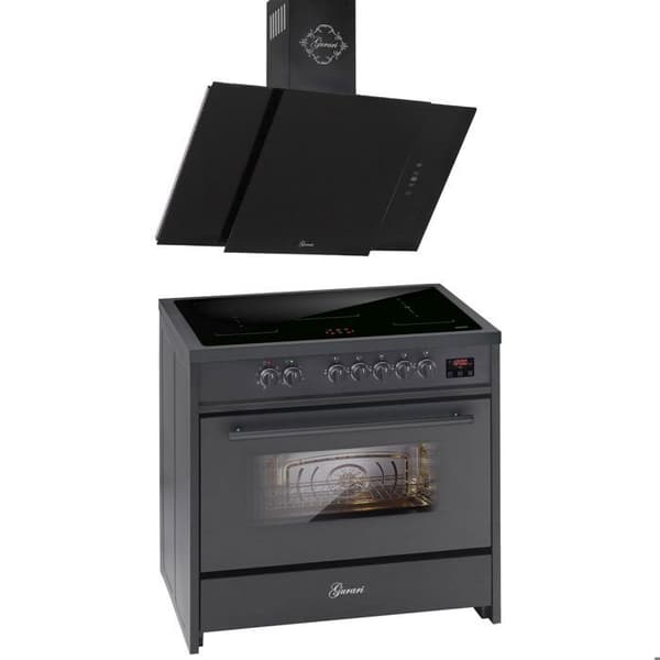 GURARI Induktionsspis E 913 BL, Ugnsuteringsapparat 90 cm/121L + köksfläkt 90 cm