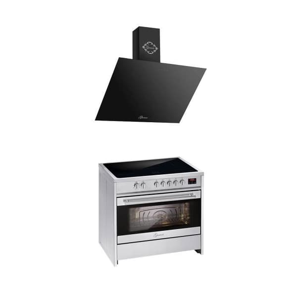 GURARI GCH E 913 X Induktionshäll 90 cm Spis Koock 121L+GCH 286 BL 9 Prime Fläkt 90 cm