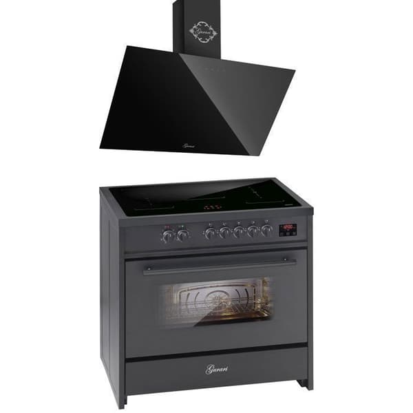 GURARI Induktionsspis E 913 BL, Ugnsuteringsapparat 90 cm/121L + köksfläkt 90 cm