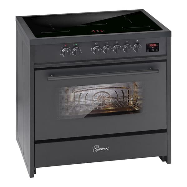 GURARI Induktionsspis E 913 BL, Ugnsuteringsapparat 90 cm/121L + köksfläkt 90 cm