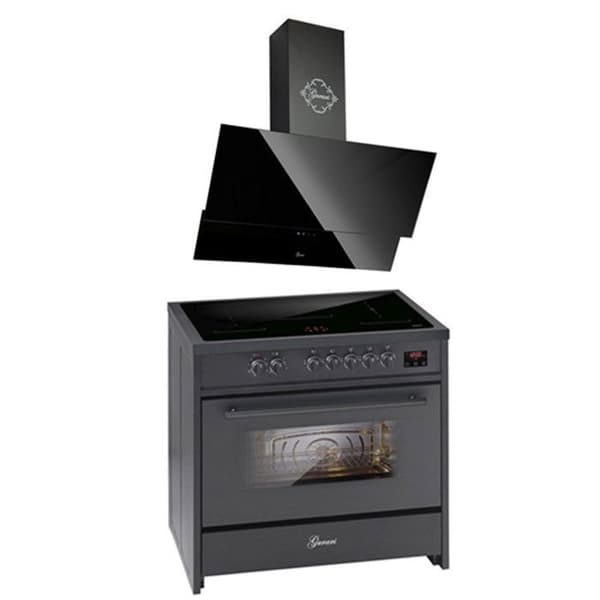 GURARI Induktionsspis E 913 BL, Ugnsuteringsapparat 90 cm/121L + köksfläkt 90 cm