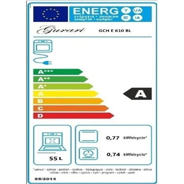 GURARI Gaskök med elektrisk ugn 60 L och köksfläkt 60 cm, 1000m³/h GCH E 610 BL + GCH 286 BL 6 Prime