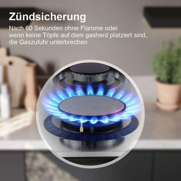 Indbygget gaskogeplade, 4 brænder design, holdbart rustfrit stål, elektronisk tænding
