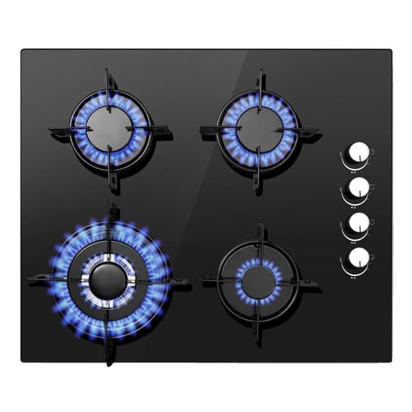 Gasblus, 4-brænder konfiguration, elektronisk tænding, stilfuldt glasdesign