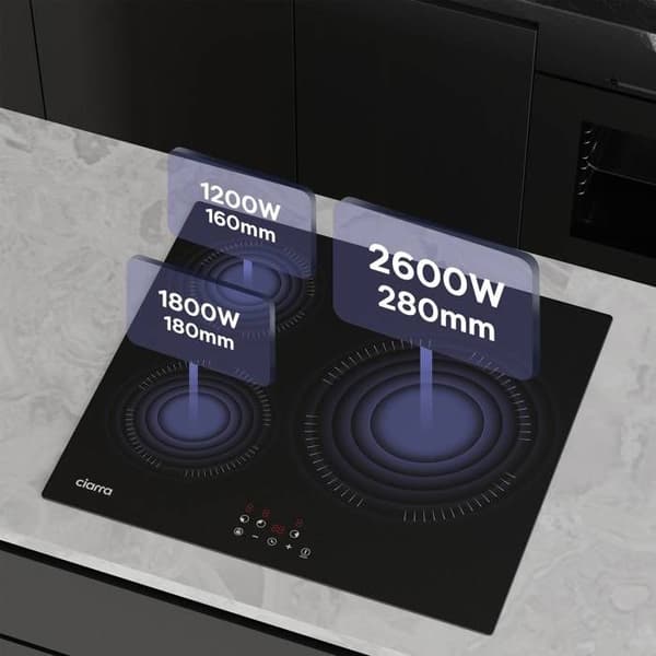 CIARRA Platt Induktion 3 zoner med Timer 5600W Touch Sensitive Auto-Stopp Inbyggd 59cm CD3BIH-A