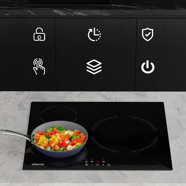 CIARRA Platt Induktion 3 zoner med Timer 5600W Touch Sensitive Auto-Stopp Inbyggd 59cm CD3BIH-A