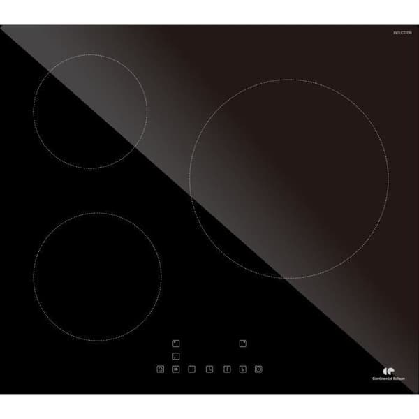 CONTINENTAL EDISON CETI3B28 induktionskogeplade 3 zoner, 6600W - 3 boostere - 3 timere - sort