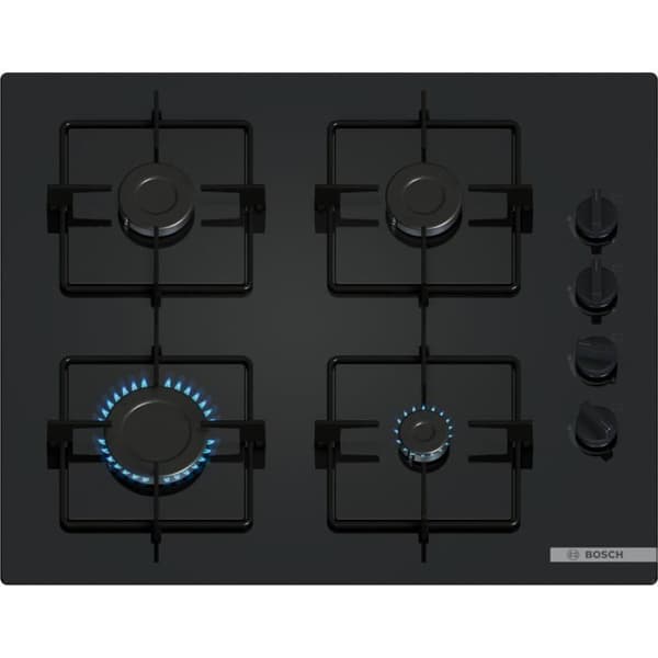 Gasköksplatta - BOSCH Serie 2 - 4 brännare - 52 x 59 x 5,4 cm - POP6B6K30 - Svart