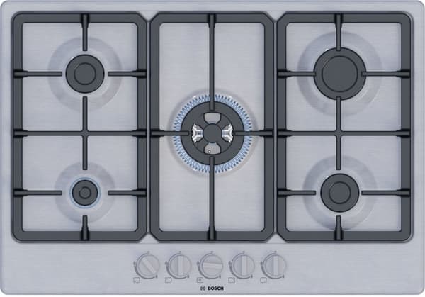 Bosch Serie 4 PGQ7B5K90 liesitaso Ruostumaton teräs Sisäänrakennettu 75 cm Kaasuliesi 5 aluetta
