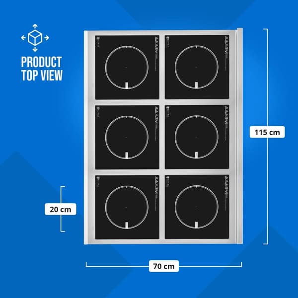 Induktionshäll - 6 x 28 cm - 60 till 240 °C - 400 V - Timer - Royal Catering