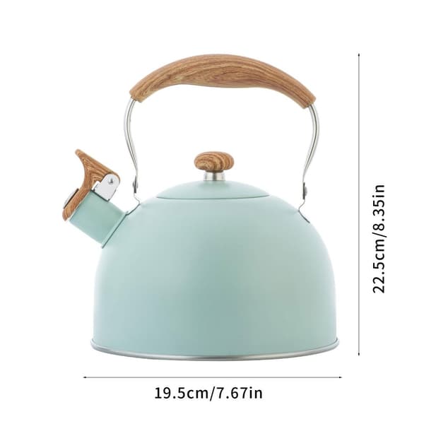 2,5 L visslande vattenkokare i rostfritt stål, med inbyggd visselpipa, säker design, lättanvänd, kompatibel med gas- och induktionshällar