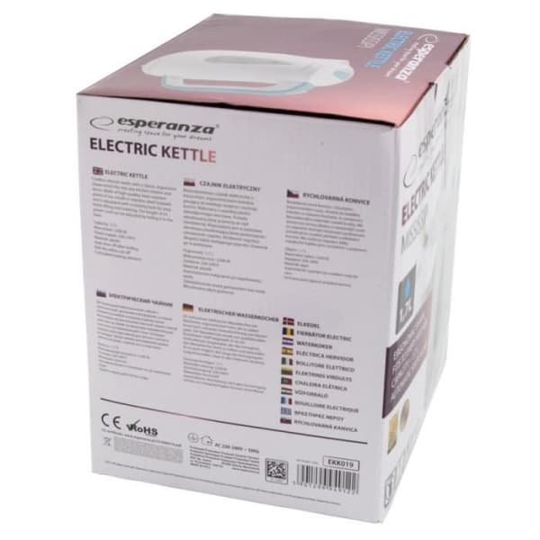 Esperanza vattenkokare 1,7 L Grå, Vit 2200 W - EKK019