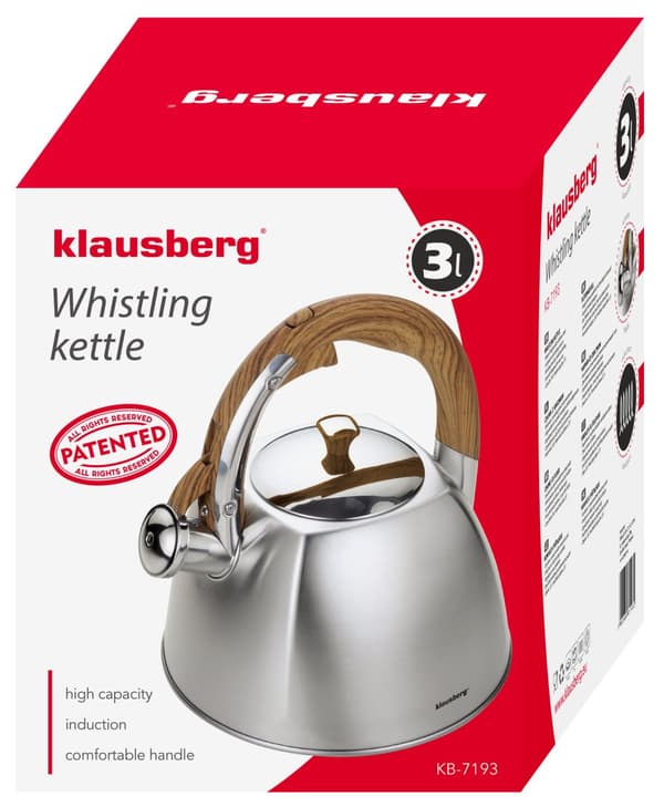 Traditionell 3l inox Klausberg vattenkokare