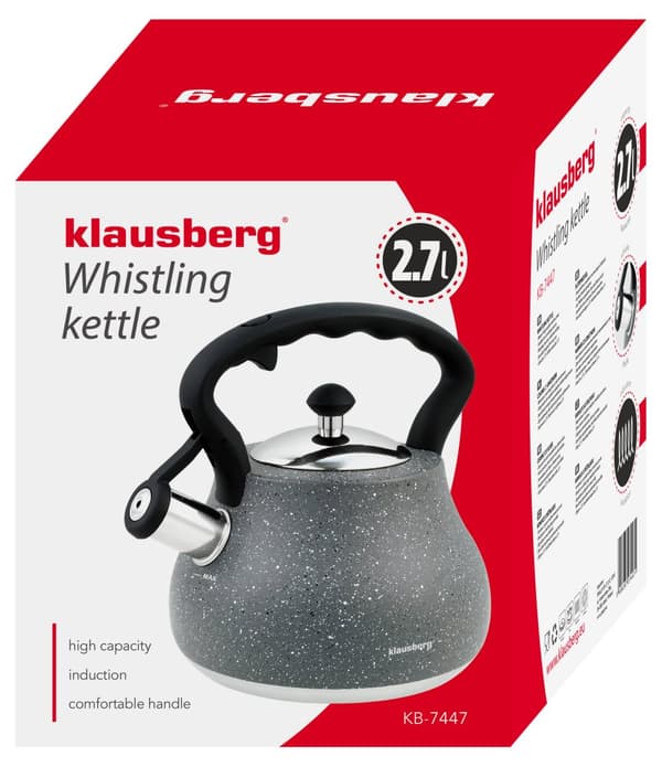 Traditionel elkedel 2,7l, grå marmor Klausberg