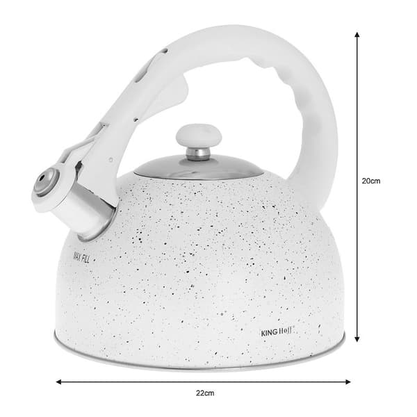 Traditionel elkedel 2,6l hvid marmor Kinghoff