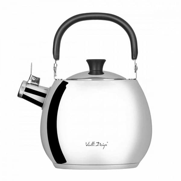 Vattenkokare med visselpipa i kromad rostfri stål 2,5 l - Vialli Design - Kromad -