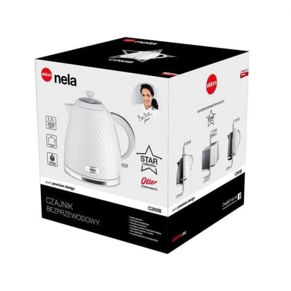 Eldom Vattenkokare utan sladd C265B 1,7 l, 2000 W, vit, stjärnan i ditt kök - 5908277385286