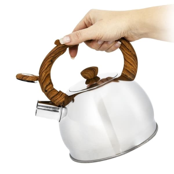 Stålkokare med visselpipa, automatisk, för kokande vatten, traditionellt silver, 1,5 l