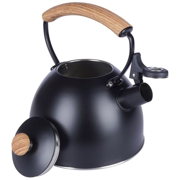 Elkedel med fløjte, stål, sort, 2,5 l