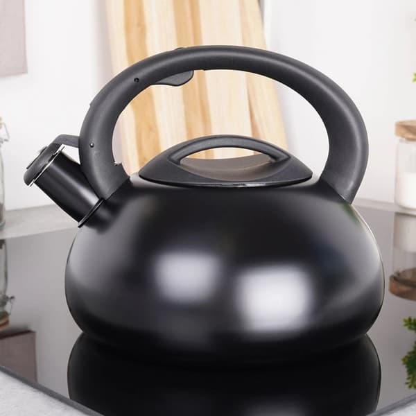 Sort stålkedel med fløjte, 3 liter