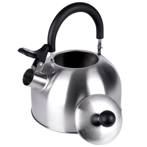 Sølv stålkedel med fløjte, 2,5 l