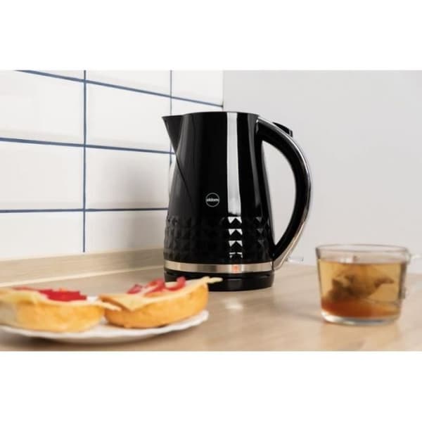 eldom sladdlös vattenkokare, 1,7 liters kapacitet, 2000 watt effekt, svart färg, subtil elegans, produkt