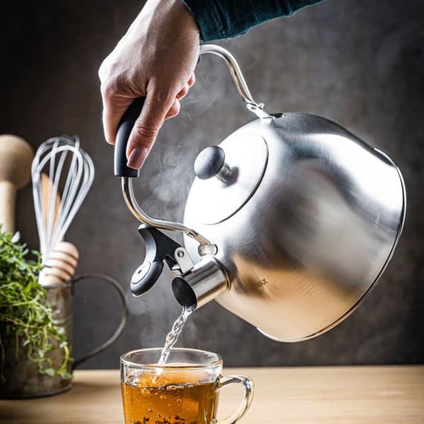 CZAJNIK 2,5L MED FLÖJT KINGHOFF KH-1859 SILVERFÄRGAD