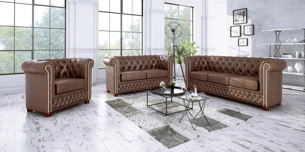 Chesterfield YORK Soffgrupp 3+2 Brun