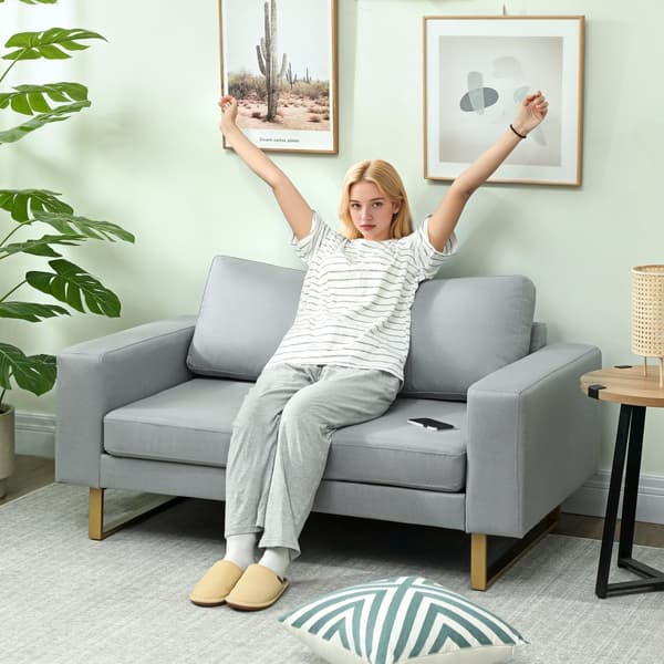 Sofa, 145x82x78 cm, Lysegrå