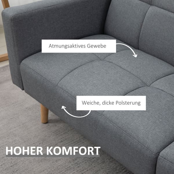 2 i 1 Sofa Seng, 205x88 cm, Grå