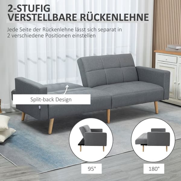 2 i 1 Sofa Seng, 205x88 cm, Grå