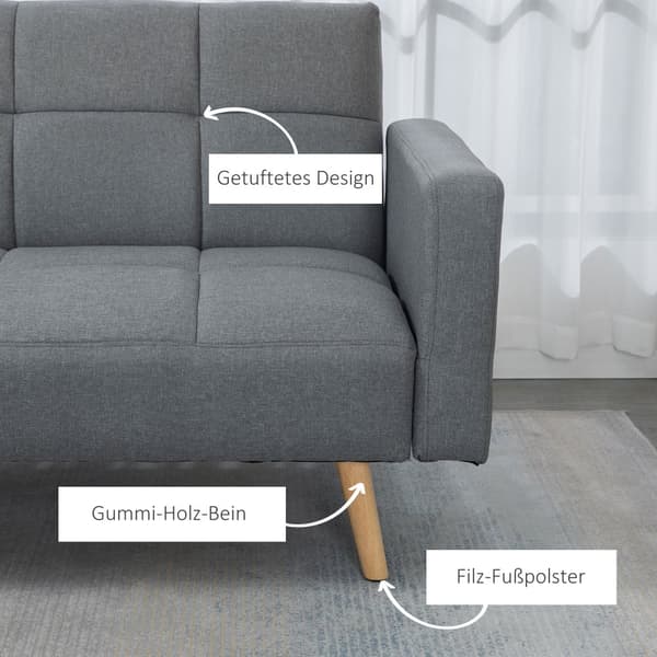 2 i 1 Sofa Seng, 205x88 cm, Grå