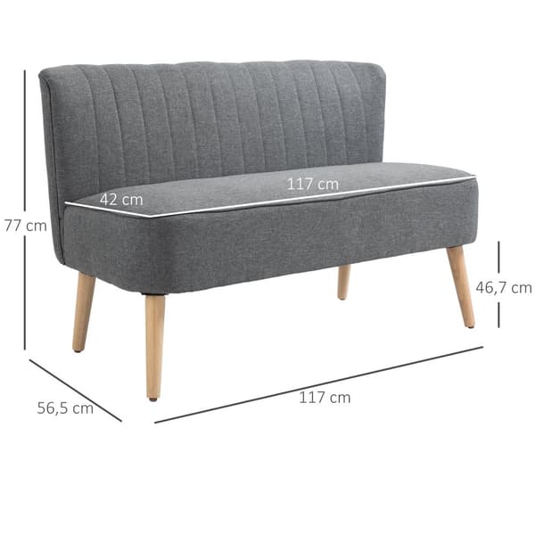 Tvåsitssoffa, 117x56.5x77 cm, Ljusgrå