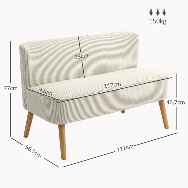 Sofa, 117x56.5x77 cm, Creme Hvid