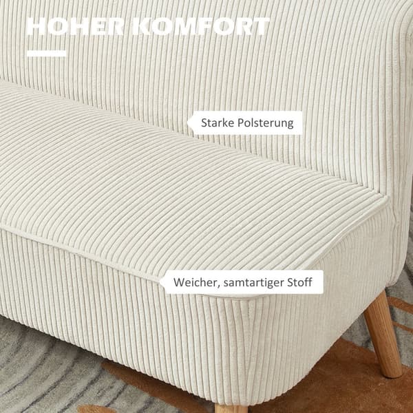 Sofa, 117x56.5x77 cm, Creme Hvid