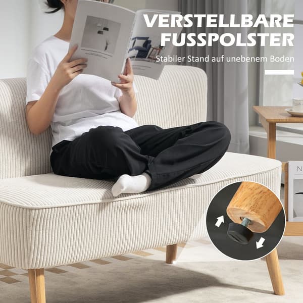Sofa, 117x56.5x77 cm, Creme Hvid