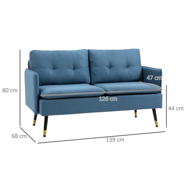 Tvåsitssoffa, 139x68x80 cm, Mörkblå