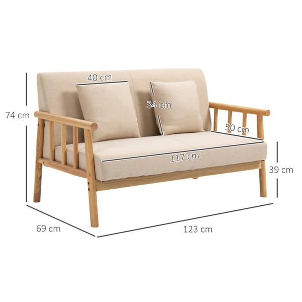 To-sæders sofa, 2, 123x69x74 cm, Beige