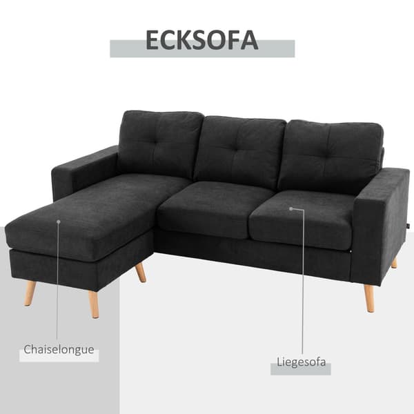 L-formad soffa, 193x136x85 cm, Svart