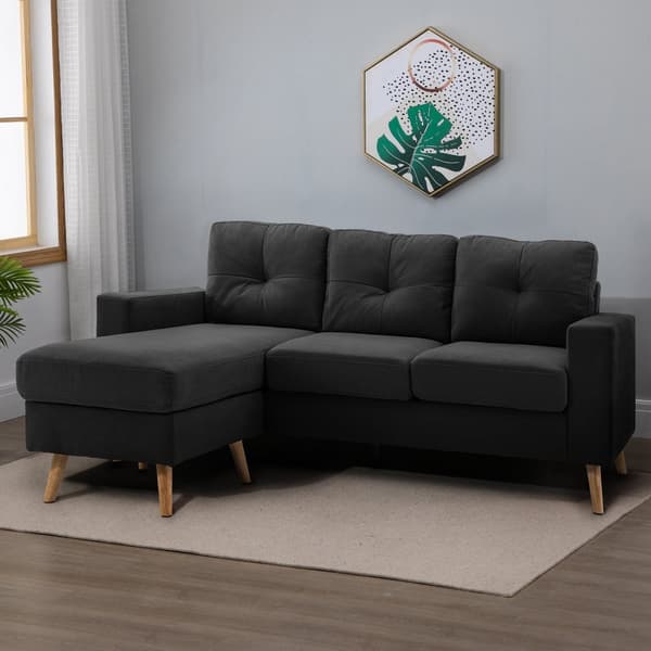 L-formad soffa, 193x136x85 cm, Svart