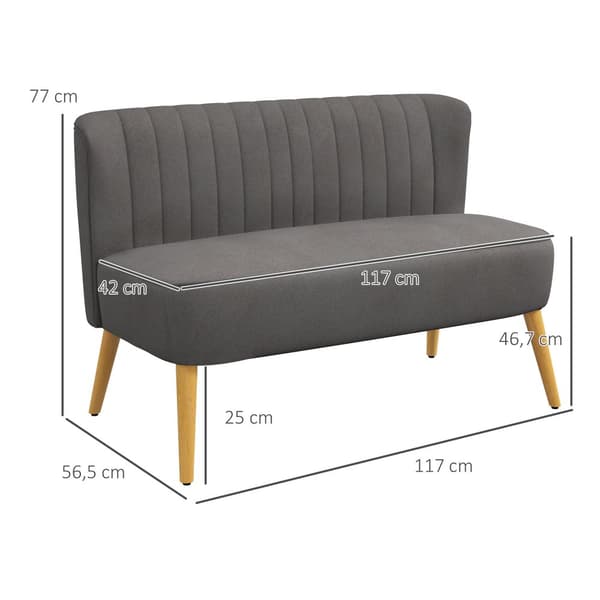 2 istuttava sohva, 117x56.5 cm, tummanharmaa