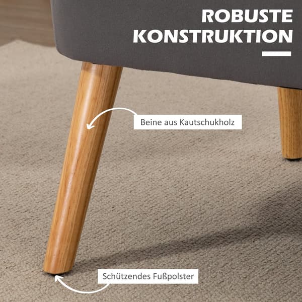 2 istuttava sohva, 117x56.5 cm, tummanharmaa