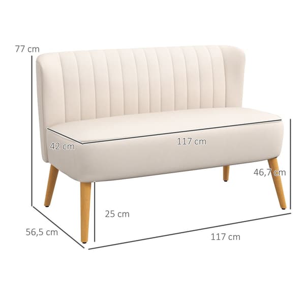 Tvåsitssoffa, 117x56.5x77 cm, Kräm Vit