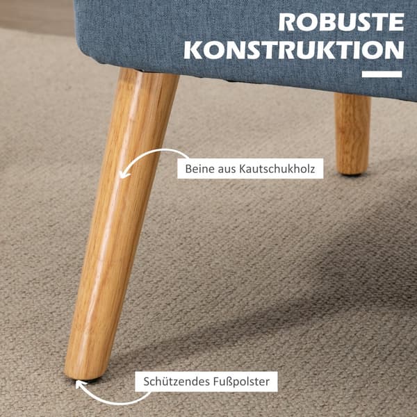 To-personers sofa, 117x56.5x77 cm, Blå